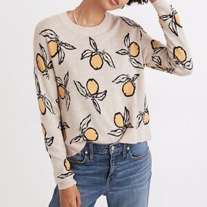 Madewell Tangerine Sketch Jacquard Pullover Sweater - Size M